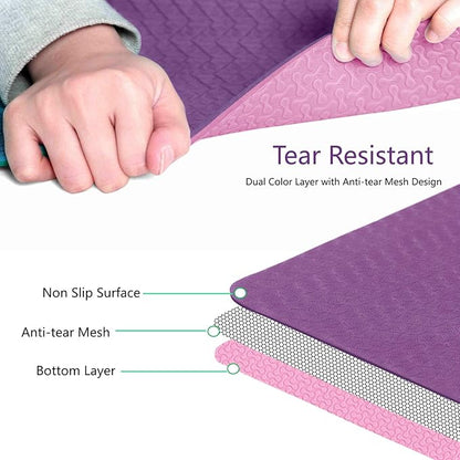 IUGA Yoga Mat Thick Non Slip Anti-tear Pilates Mat Eco Friendly Hot Yoga Mats for Workout & Exercise(72"x 24"x 6mm)
