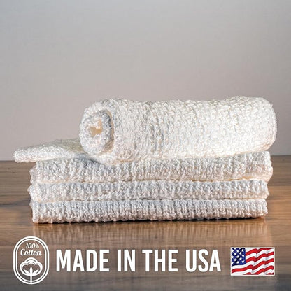 Old Fashion 100% Cotton Dishcloths - Set of 4 Mixed Colors - 4 White -11" x 11"