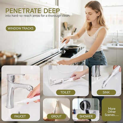 Electric Crevice Cleaning Brush, IPX7 Waterproof Grout Scrub Brush with 2 Replaceable Heads, Power Shower Scrubber for Kitchen, Bathroom, Window Track & Tight Gaps Cleaning