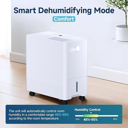22 Pints Dehumidifier for Basement with Drain Hose,2000 Sq.Ft Dehumidifiers for Home,With 24-Hour Timer Function,Automatic Defrost,Multiple Dehumidification Modes,Suitable for Large Rooms