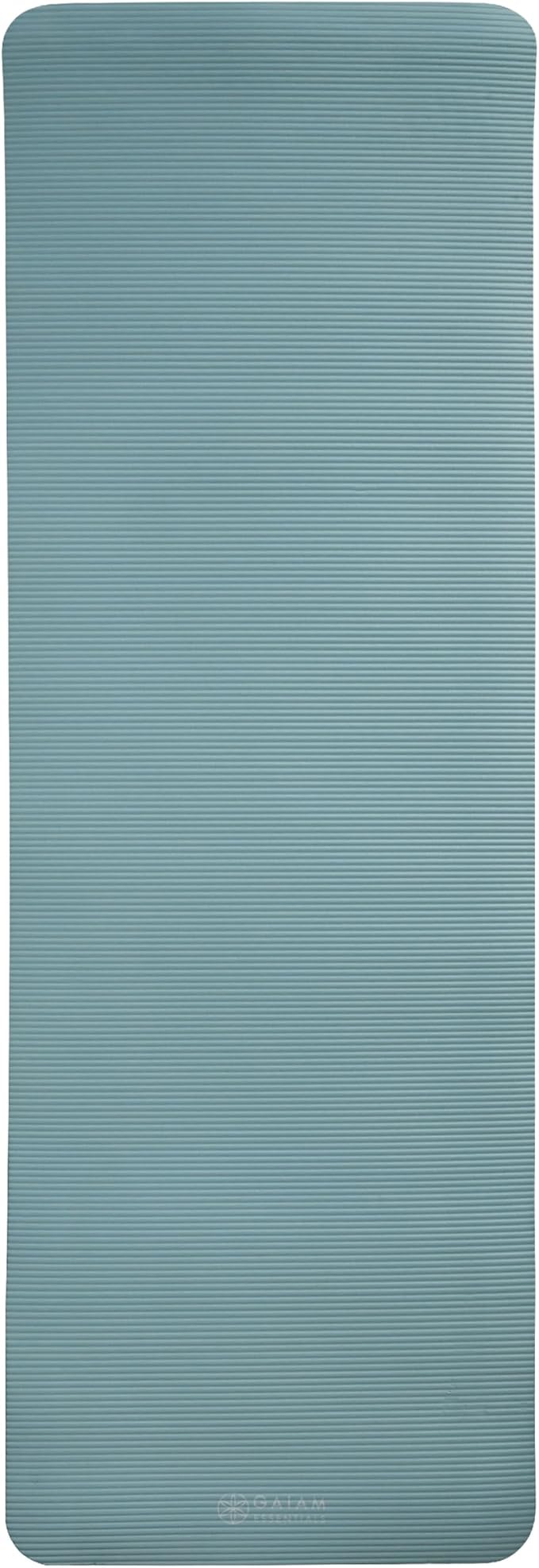 Gaiam Essentials 2/5" Thick (10mm) Yoga & Pilates, Fitness & Exercise Mat with Easy-Cinch Carrier Strap Cushion Support For Fitness and Gym Workouts
