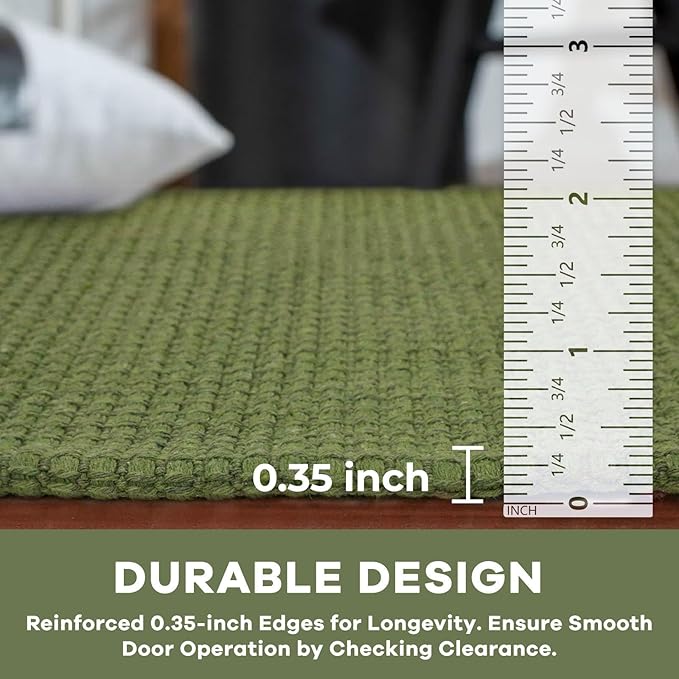 KOZYFLY Indoor Door Mat 2x3 ft Small Area Rugs Washable Front Door Mat Non Slip Rubber Backed Entryway Rug Cotton Entrance Doormat for Front Porch Bathroom Kitchen Bedroom, Bright Green/Earthy Green