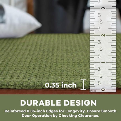 KOZYFLY Long Runners for Hallways 2x12 ft Washable Kitchen Runner Non Slip Rubber Backed Hallway Rugs Cotton Entryway Runner Rug Floor Carpet for Indoor Hall, Kitchen, Bright Green/Earthy Green