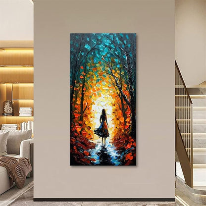 Alenoss Hand Painted Modern Oil Paintings on Canvas Wall Art Vertical Abstract Painting Large Contemporary Wall Art Textrued Wall Painting for Living Room Bedroom