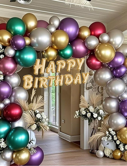 Chrome Metallic Balloons 66 Pack, 12 Inch Shiny Latex Helium Party Balloons Garland Kit with Assorted Colors for Birthdays Weddings Baby Showers Graduation Arch Decorations