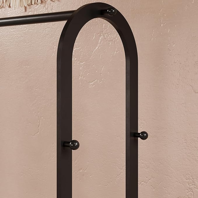 Heavy Duty Clothes Rack with Bottom Shelves & 6 side Hooks - Sturdy Metal Clothing Rack,Garment Racks for Hanging Clothes,can keep and organize your shoes and boxes in order