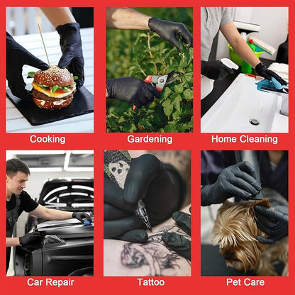 SANYU Nitrile Gloves, Powder-Free, Latex-Free, Non-Sterile, Food Safe, Disposable Gloves for Household, Heavy Duty, 4 Mil