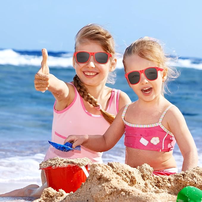 FEPITO 24 Pack Party Sunglasses Bulk for Birthday Party Favors Goody Bag Fillers for Beach Pool Party Toys for Adults, Red