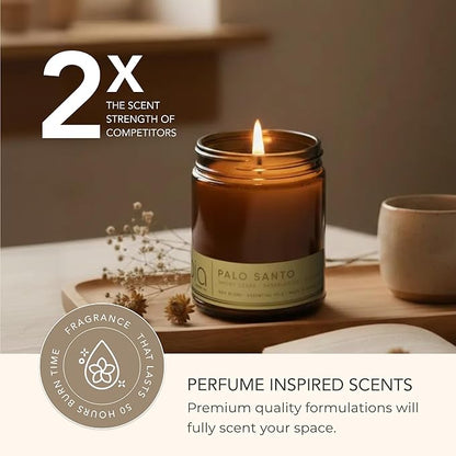 Bia Candle Co Soy Blend Candle, Rosemary & Palo Santo with Smoky Cedar Wood & Leather Over Sandalwood, Tonka Bean & Incense – Clean Burn, Lead-Free Cotton Wick – Palo Santo, 7 oz