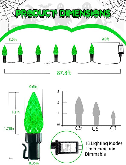 240 LED 78FT C6 Halloween String Lights, Super Long Christmas Lights Outdoor Indoor with 13 Modes & Timer, Waterproof Fairy Twinkle Light Plug in for Tree Garden Party Xmas Decorations (Green)