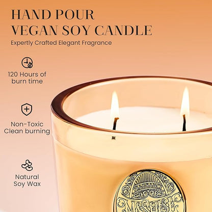 M&SENSE Large Two-Wick Soy Candle | Basil Ginger & Orange | 19.8 oz, 120H Burn Time | Luxury Scented Candle for Relaxation, Gifting, Home Décor | Ideal for Bedroom, Office, Party Ambiance