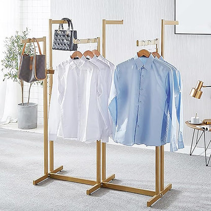 Floor Standing Metal Garment Rack - Heavy Retail Display Racks With Wheels, 8 Arms Clothing Rack, Square Tubing Portable Shirt Racks, Merchandise Display For Hanging Clothes (L-gold)