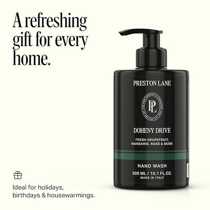 Preston Lane Luxury Hand Wash, Doheny Drive Scent | Hydrating and Nourishing Formula with Organic Oils, Active Kiwi and Apple Water, and Vegetable Glycerin | Gentle Cleansing, Vegan and Cruelty Free
