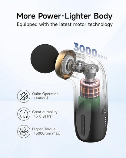 A1 Super Mini Massage Gun, Percussion Deep Tissues Muscle Massager, Travel Massage Gun, Compact Sports Massager, Portable Handheld Massager for Office Gifts for Him/Her, Home, Athletes(Black)