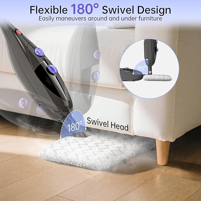 12 in 1 Steam Mop,Detachable Handheld Steam Cleaner for Hardwood Floors, Tile, Carpet, Clothes, Windows & Furniture, Lightweight Floor Steamer with 15S Fast Heat-Up & Adjustable Steam
