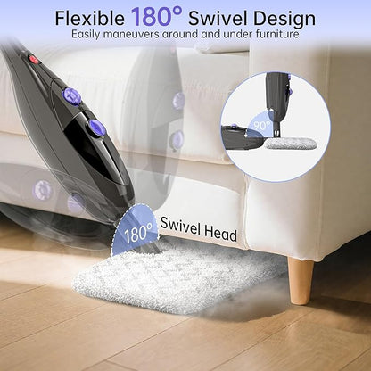 12 in 1 Steam Mop,Detachable Handheld Steam Cleaner for Hardwood Floors, Tile, Carpet, Clothes, Windows & Furniture, Lightweight Floor Steamer with 15S Fast Heat-Up & Adjustable Steam