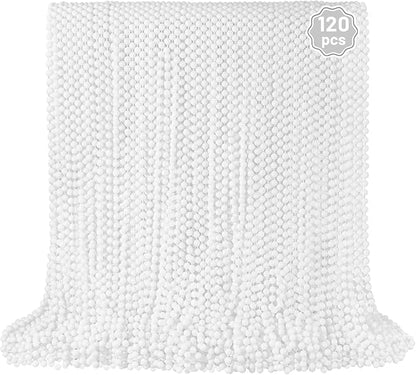 YAXINRUI 120 PCS White Mardi Gras Beads, 33" White Bead Necklaces Party Costume Necklace Round Parade Throw Beads in Bulk for Mardi Gras Christmas Festive Events, Party Favors
