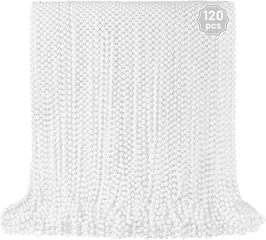 YAXINRUI 120 PCS White Mardi Gras Beads, 33" White Bead Necklaces Party Costume Necklace Round Parade Throw Beads in Bulk for Mardi Gras Christmas Festive Events, Party Favors