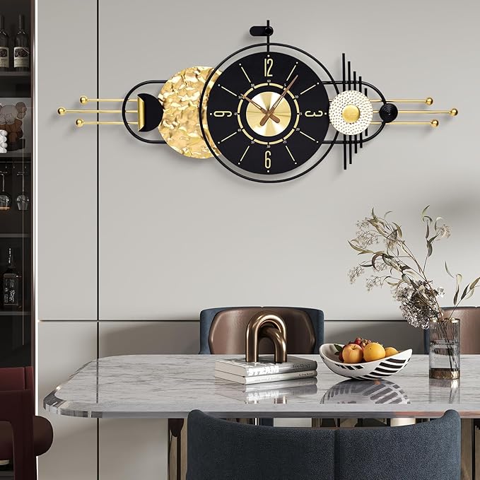 47x19 Inches Large Modern Decorative Wall Clock, Abstract Non-Ticking Battery Operated Analog Clocks for Living Room, Bedroom, Home & Office - Easy to Read