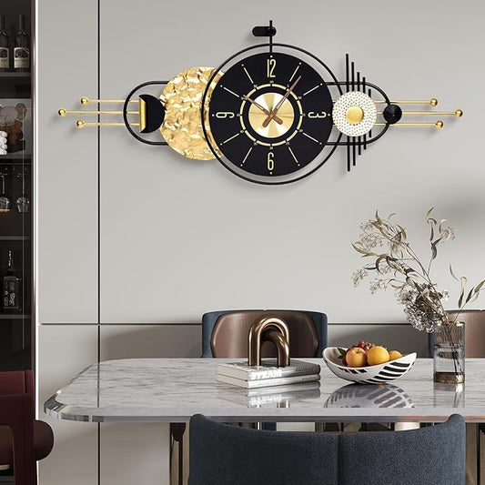 47x19 Inches Large Modern Decorative Wall Clock, Abstract Non-Ticking Battery Operated Analog Clocks for Living Room, Bedroom, Home & Office - Easy to Read