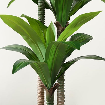 Artificial Dracaena Tree 5ft, Tall Fake Dracaena Plants with White Planter, Faux Dragon Tree Indoor Floor Plant for Home Decor Office Living Room Porch Housewarming, 1Pcs