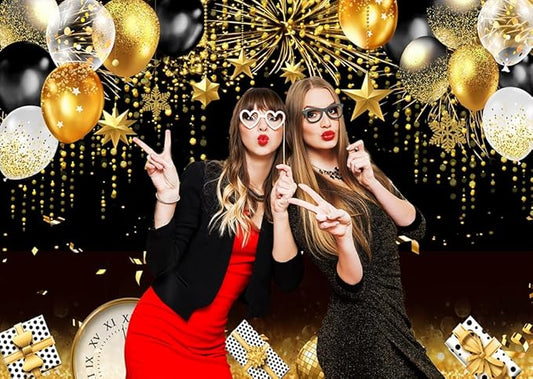 LTLYH 7x5ft Happy New Year Eve Backdrop 2026 New Year Banner Decorations Background New Years NYE Dec Holiday Gatherings Portrait Photo Booth Prop
