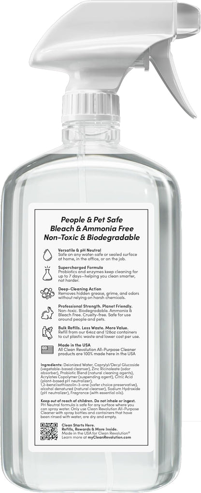 Clean Revolution SuperCharged Multi Surface Cleaner Refill Supply, Non-Toxic, Eco-Friendly & Plant-Based, Ready to Use, Dreamy Citrus, 18 oz (Pack of 1)