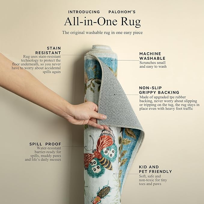Machine Washable Runner Rug for Entryway: 2'x6' Kitchen Rugs Stain Resistant Non Slip Low Pile Soft Carpet Runners for Hallways Indoor Entryway Kitchen Beside Bedroom Living Room Farmhouse