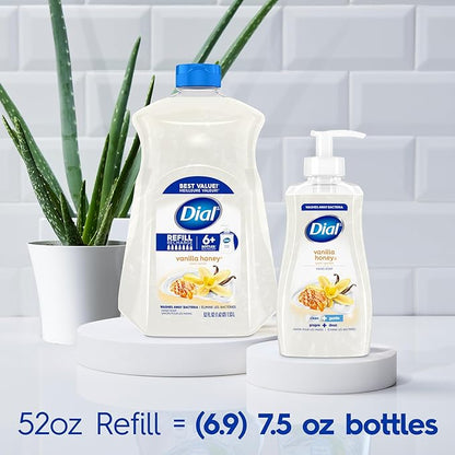 Dial Liquid Hand Soap, Vanilla Honey Scent, 52 Fl Oz Hand Soap Refill (Pack of 3), Dermatologist-Tested, Gentle Formula