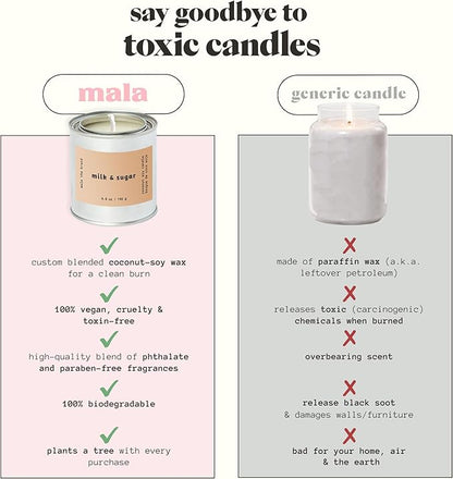 MALA Milk & Sugar Cinnamon & Vanilla Candle for Home – Foodie/Gourmand – Vegan Soy Aromatherapy – 45 Hour Clean Burn – Organic Non Toxic Candles – Cozy Room Decor – 6.8 oz