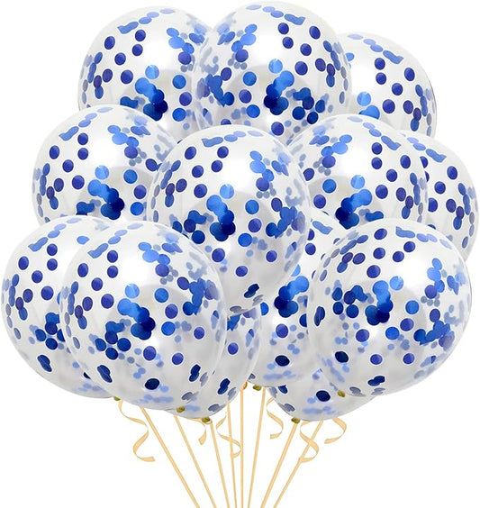 Blue Confetti Balloons 40 pack, 12 inch Transparent Party Balloons with Confetti for Graduation Party Wedding Baby Shower Birthday Carnival Party Decoration Supplies…
