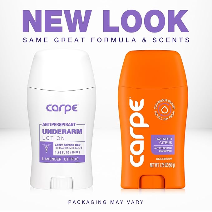 Carpe Underarm Antiperspirant and Deodorant, Clinical strength with Lavender Citrus scent, Combat excessive sweating Stay fresh and dry, Great for hyperhidrosis (Pack of 3)