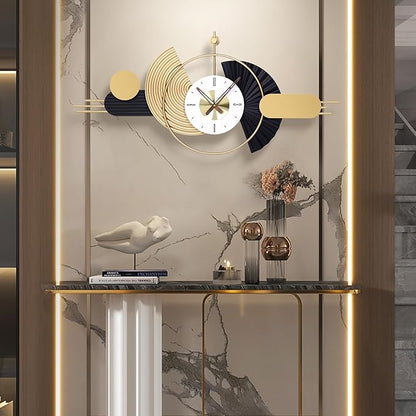 39x18 Inch Modern Decorative Wall Clock Battery Operated, Unique Silent Non-Ticking Large Clocks for Living Room, Kitchen, Bedroom, Office – Abstract Design Timepiece