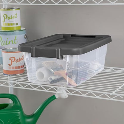 Sterilite 12-Pack Modular Stacker Box, Durable Clear Plastic Storage Bins with Latching Lids, 16 Quart - Stackable Organizing Container Boxes for Closet, Bathroom, and Office