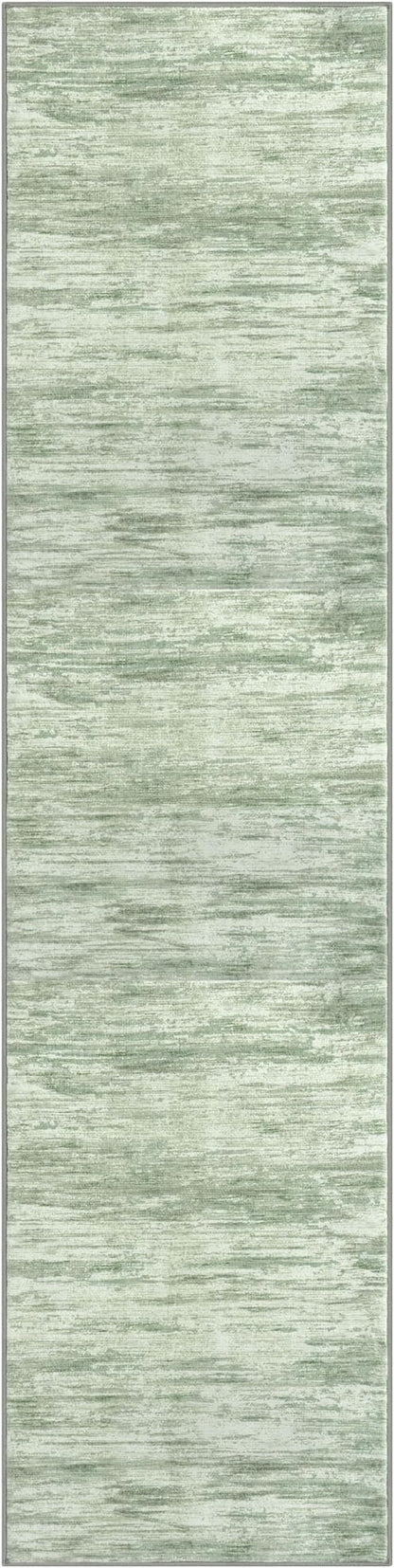 2x8 Modern Abstract Runner Rug for Hallways, Light Sage Green and Ivory Super Soft Hallway Decor Kitchen Rugs with Non-Slip, Non-Shedding Washable Rug for Entryway Bedroom Indoor