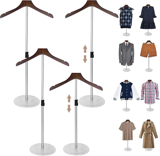4 Pack Shirt Display Stand 35" Height Adjustable Shoulder Stand Shirt Rack, T Shirt Display Stand for Shops, Steaming Clothes Holder, Silver