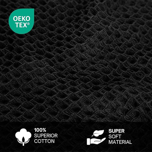 Cotton Waffle Weave Kitchen Towels - Pack of 4 (13x28 Inches) | Ultra Soft, Absorbent Dish Towels | Quick Dry Towel, Dish Cloths, Hand Towels & Dish Rags - Black (Kitchen Essentials)