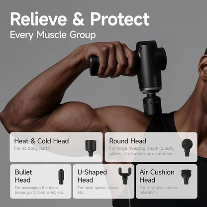 Percussion Massage Gun Deep Tissue with Heat and Cold, Portable Handheld Muscle Massager, Percussion Back Body Masajeador 12mm Amplitude for Athletes, Runner, Gifts for Men Women