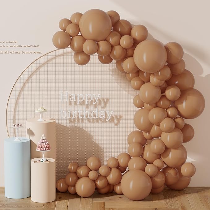 130PCS Cocoa Balloons, Latex Balloons Different Sizes 18/12/10/5 Inch, Helium Balloons with Ribbon, Party Balloon Set for Birthday Wedding Graduation Anniversary Baby Shower Decorations.