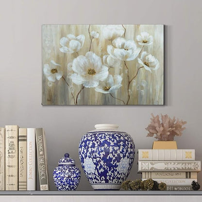 Wexford Home Home Decor Landscape Canvas Wall Art Abstract Floral Painting Modern Pictures Artwork Decoration for Living Room Kitchen Bathroom Office, Ready to Hang, Shimmering Blossoms, 8x12