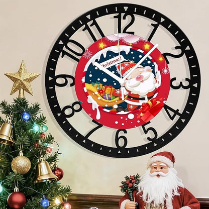 Wall Clock 10 Inch Silent Non-Ticking Modern Clocks Battery Operated - Analog Small Classic for Office, Home, Living Room,Bathroom, Kitchen, Bedroom, School,Snowman Clock