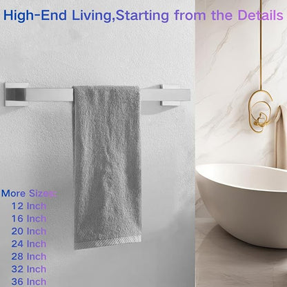16 Inch Towel Bar for Bathroom 12/16/24/28/32/36 Inch Kitchen Towel Holder Brushed Nickel Towel Rod Wall Mounted SUS304 Rustproof Towel Rack Modern Square Design (1, Brushed Nickel, 16 Inch)