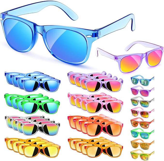 Kids Sunglasses Bulk Party Favors 32 Packs- Boys and Girls Valentines Day Gifts UV 400 Protection Neon Sunglasses for Age 3-8, Kids Birthday Classroom Goodie Bags End of the Year Gifts For Students