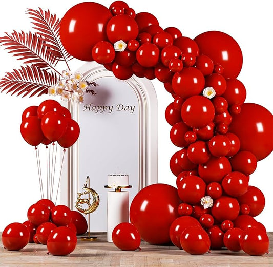 130pcs Ruby Red Balloons Different Sizes 18" 12" 10" 5" Dark Red Latex Balloon Garland Arch Kit for Birthday Baby Shower Graduation Wedding Valentine's Day Christmas Party Decorations