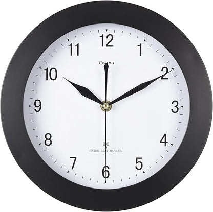 Atomic Wall Clock，US Auto Calibration Time 10 Inch Round Clock, Battery Operated