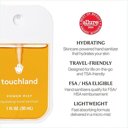 Touchland Power Mist Hydrating Hand Sanitizer Spray, FRESH Trio Set (Mint, Citrus, Lemon Lime), 1 FL. OZ. Travel Size (Set of 3)