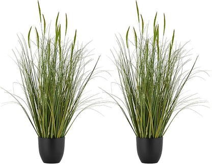 VEVOR Artificial Grass Plant, 2 Pack 35 inch Cattail Grass in Pot, Premium PVC Faux Fake Greenery Shrubs Plant for Indoor Outdoor House Home Garden Office Room Décor, Housewarming, Green