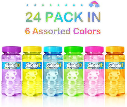 Springflower 24 Pcs Bubble Bottles with Wand,Bubbles Party Favors for Kids,Summer Toys, Blow Bubbles Solution Novelty Toy, Party Favors, Birthday Party Supplies, Outdoor & Indoor Activity,4oz,6 Colors