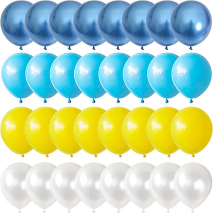 Blue Yellow Balloon, 60 PCS 12 Inch Cartoon Theme Balloons Blue Yellow and White Balloons for Kids Cartoon Party Baby Shower Duck Birthday Party Decorations