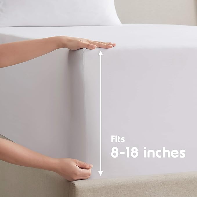 Nestl Short Queen Sheet Set - 1800 Ultra-Soft Microfiber - Double Brushed - Deep Pockets - Easy Fit - 4 Piece Set - Bed Sheets (Short Queen, White)